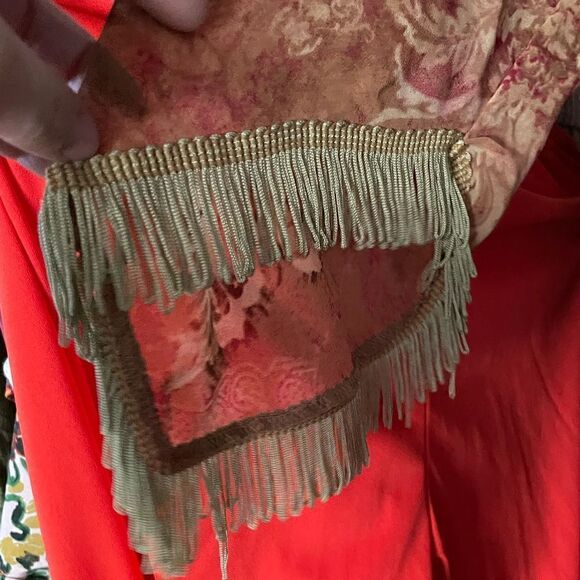 1990’s burgundy printed fridge front tie robe with matching nightgown - Picture 7 of 13